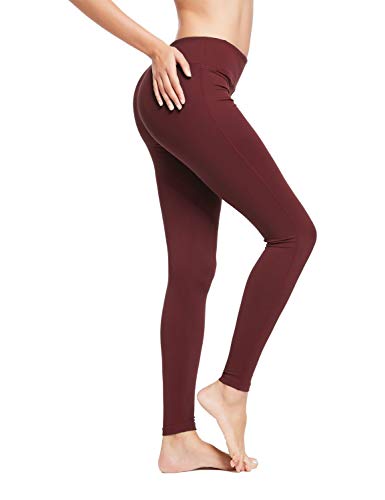 baleaf Women's Ankle Legging Athletic Yoga Hiking Workout Running Pants Inner Pocket Non See-Through Ruby Wine Size L
