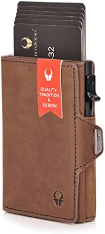 DONBOLSO Wallet Flip I Slim Wallet with Flip Case I Leather Purse with RFID Protection I Card Holder for up to 9 Cards I Mini Wallet for Men and Ladies I with Coin Pocket I Brown Vintage