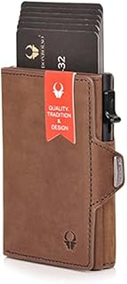 DONBOLSO Wallet Flip I Slim Wallet with Flip Case I Leather Purse with RFID Protection I Card Holder for up to 9 Cards I Mini Wallet for Men and Ladies I with Coin Pocket I Brown Vintage