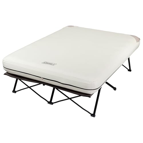 Coleman Queen-Size Airbed Cot Combination, Folding Air Mattress with Steel Frame & Side Table, Battery Pump Included, Great for Camping, Lounging, Elevated Sleeping, Guests, & More by Coleman - Used condition - US$227.04