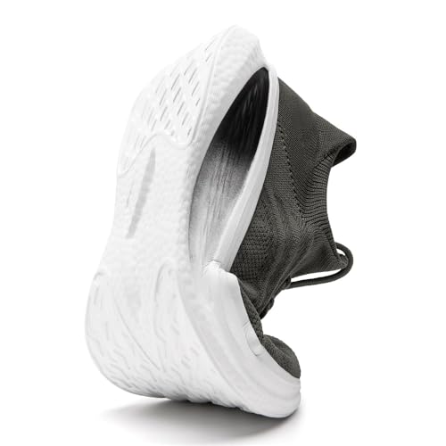 Image of DLWKIPV Running Shoes for Men Casual Slip on Tennis Walking Sneakers Lightweight Breathable Mesh Fashion Gym Athletic Sports Workout Non Slip Trainers Dark Gray W Size 10