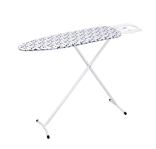 Byinone Expert Ironing Board – Adjustable Height, Foldable & Collapsible Design, Space-Saving Ironing Table with Stylish Blue/White Pattern%100 Cotton Cover (Durable & Compact)
