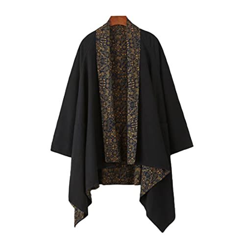 HZCX FASHION Men Ethnic Cotton Blend Open Front Cardigan Long Kimono Robe Jacket