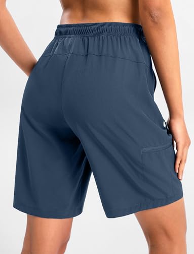Cyasundent Women's 7" Hiking Cargo Shorts Lightweight Stretch Quick Dry Athletic Golf Summer Bermuda Shorts for Women (Dusty Blue_XXL) — view 2
