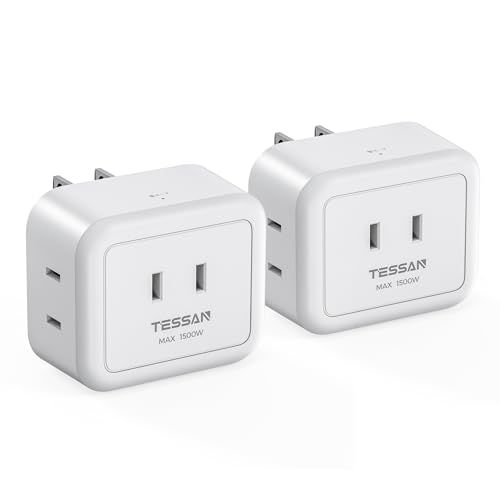 蛸足コンセント 3口 電源タップ コンセントタップ TESSAN タコ足配線 3AC口 雷ガード たこあしコンセント 充電タップ コンパクト 2個セット