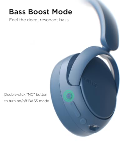 Image of TALIX H30 Hybrid Active Noise Cancelling Headphones, 110H Playtime Hi-Res Audio Bluetooth 6.0 Wireless Over Ear ANC Headphones for Commute /Travel (Blue)