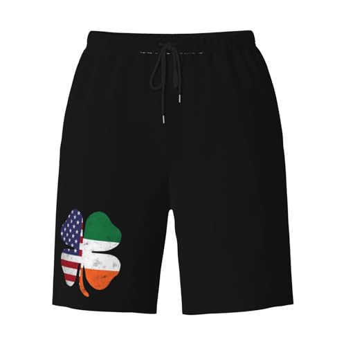 Irish American Flag Men's Quick-Dry Board Shorts 7" - Swim Trunks Summer Hawaii Beach3