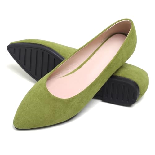 Image of Dear Time Women's Pointed Toe Ballet Flats Simple Casual Office Work Flats Slip-on Comfortable Shoes