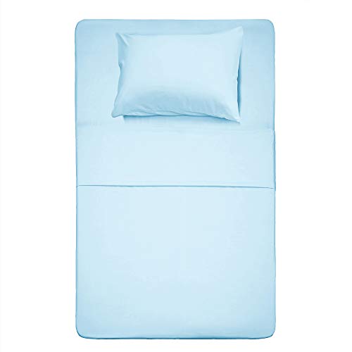 Image of Best Season Bed Sheet Set - 1 Flat Sheet,1 Fitted Sheet and 1 Pillow Cases, Extra Soft Luxury Bedding Set,Deep Pockets,Wrinkle,Fade Resistant - Hypoallergenic- 3 Piece (Twin,Baby Blue)