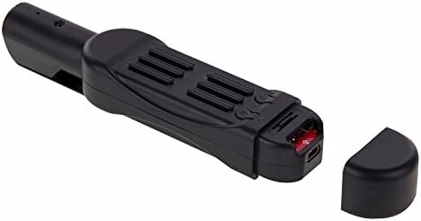 MASUNN T189 Mini DV Camera with cap removed, showing USB and SD card slot