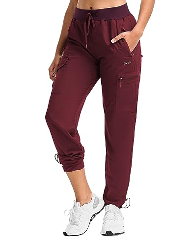 BVVU Damen-Wanderhose, leicht, schnell trocknend, für Reisen, Outdoor, wasserdicht, Arbeitshose, Cargo-Jogginghose mit Reißverschlusstaschen, Weinrot, S BVVU Damen-Wanderhose, leicht, schnell trocknend, für Reisen, Outdoor, wasserdicht, Arbeitshose, Cargo-Jogginghose mit Reißverschlusstaschen, Weinrot, S