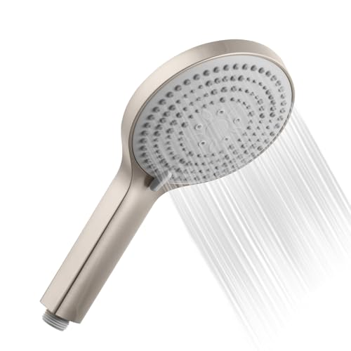 OFFO Handbrause, 6 Modi, gebürstetes Nickel, Hochdruck-Handsprüher, hoher Durchfluss, groß, leistungsstark, steigernd, Handbrause für niedrigen Wasserdruck