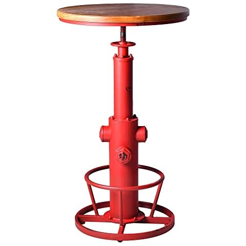Topower Industrial Bar Table 38.58-48.43" Adjustable Pub Table Kitchen Dining Coffee Bistro Table Antique Red Cover