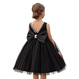 Flower Girl Dress Kids V-Back Puffy Tulle Satin Dress for Wedding Guest Party Birthday Princess Bridesmaid Pageant Prom Gown