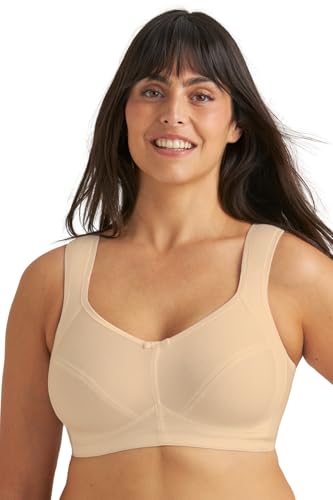 Miss Mary of Sweden Cotton Divide Non-Wired Bra – Skin-Relief Pocketed Design, Breathable Cotton, All-Day Comfort 38DD Beige