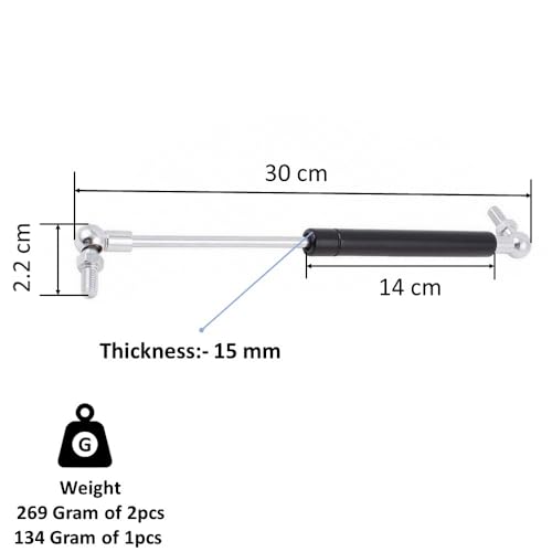 Image of RAB Gas Pumps, Gas Struts, Gas Shocks Lift Support for Cabinet (Code- Gas Pump normal, Size- 12 inch Load Capacity:- 15 kg, Color- Black, Pack of 1 Set of 2 PCS)