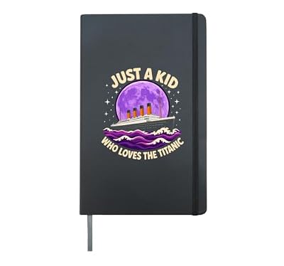 Just A Kid Who Loves The Titanic Purple Moon Hardcover Journal, Black