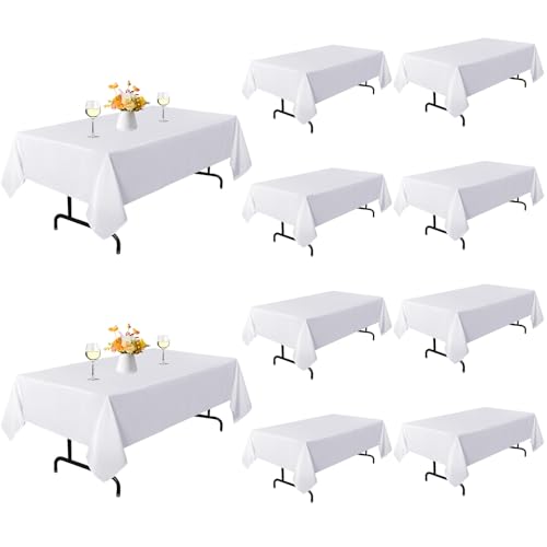 Yemosa 10 Pack Tablecloth Party, 60 x 102 Inch Polyester Rectangle Table Cloth, Wrinkle Resistant Washable Table Cover for Dining Table, Buffet Parties and Camping