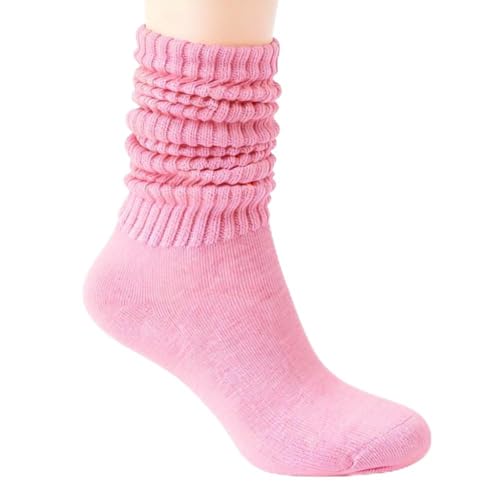 Women Socks Winter Long Cotton Slouch Scrunch Retro Fashion Breathable Warm for Cozy Home Evenings and Casual Outdoor Walks Size 6-11 (pink)