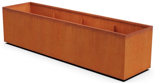 Plantercraft Large Rectangular Planters for Outdoor Plants 8 FT | Extra Large Corten Steel Planters, 96-Inch Metal Planter Rectangle for Commercial & Residential Landscapes, Fully Assembled