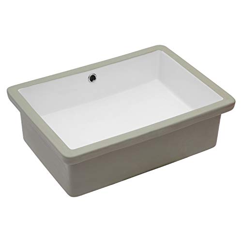Undermount Sink Bathroom - Sarlai 22"X16" Vanity Sink Pure White Rectangular Undermount Vessel Sink Porcelain Ceramic Lavatory Vanity Bathroom Sink #TOP4