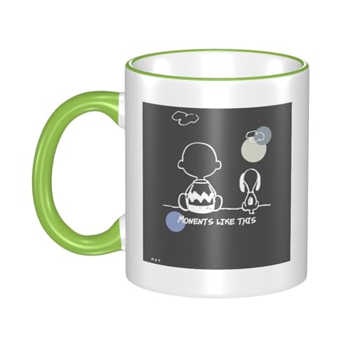 スヌーピー マグカップ 保温・保冷 電子レンジ対応 コーヒーカップ 陶器 セラミック 耐高温 軽量 個性人気 誕生日プレゼント大容量 Green