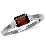 Silvershake 1.1 Ct Natural Octagon Red Garnet January Birthstone 925 Sterling Silver East-West Solitaire Gemstone Promise Ring Size 9