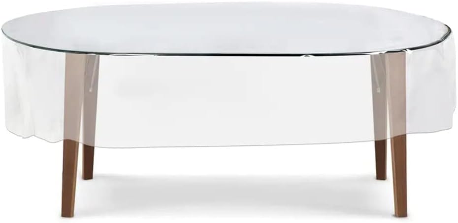 Fully Transparent Crystal Clear Oval Table Cover-Table Protector - Heavy Duty Vinyl PVC Plastic – 100% Water Proof – Oil Spill Proof (Clear-Without lace Edges, 60"X104" inches, Pack of 1)