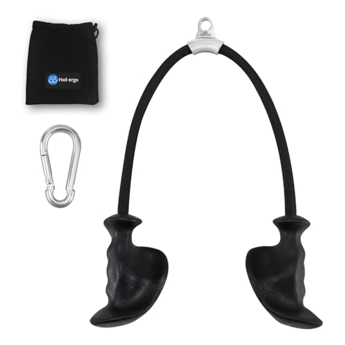 HXD-ERGO Tricep Rope with Ergonomic Handles, 36 Inch Tricep Pull Down Rope for Cable Machine, Pulley System, Triceps Rope Cable Attachment for Gym, Home (Black) by HXD-ERGO - Used condition - US$22.56