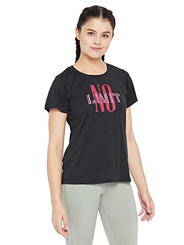 Image of Clovia Women's Comfort Fit Active T-Shirt in Black
