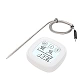 Bewinner Termometro Digitale per Barbecue con Sonda e Timer, Termometro per Carne da Cucina Touchscreen, 9 Cibi Preimpostati, 5 Livelli di Cottura per Grigliare Arrostire Cottura Al Forno
