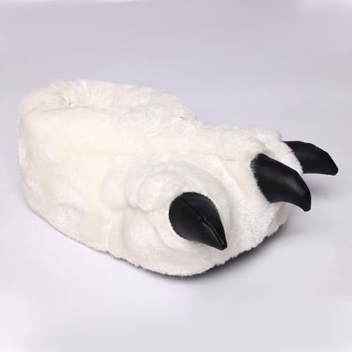 London Shoe Co Mens & Womens Funny Claw Slippers, Novelty Monster Foot Slippers, Adult Sizes 3 to 14 UK (White, UK3/4)