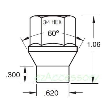 20 Open End ET Conical Lug Nuts 1/2"-20 with Offset Washers 0.31" Shank 0.62" Dia 1.06" Length image 3