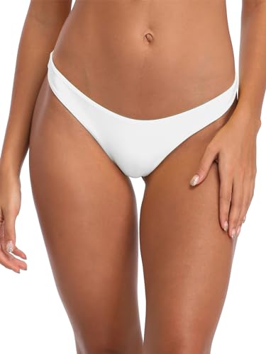 Ocean Blues Bas de Bikini Femme Brésilien String Tanga - Maillot de Bain Élégant Blanc Taille M