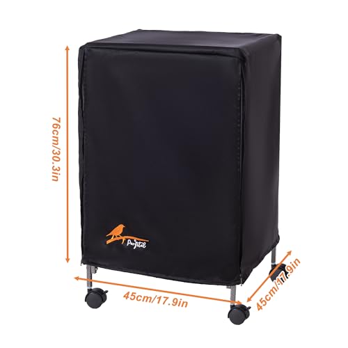 Image of Small Bird Cage Cover(Black) Good Night Black-Out Cover for Birdcage with Roof Top Durable Breathable Washable Material (cage is not Included) (17.9 inch L x 17.9 inch W x 30.3 inch H, L Shape)
