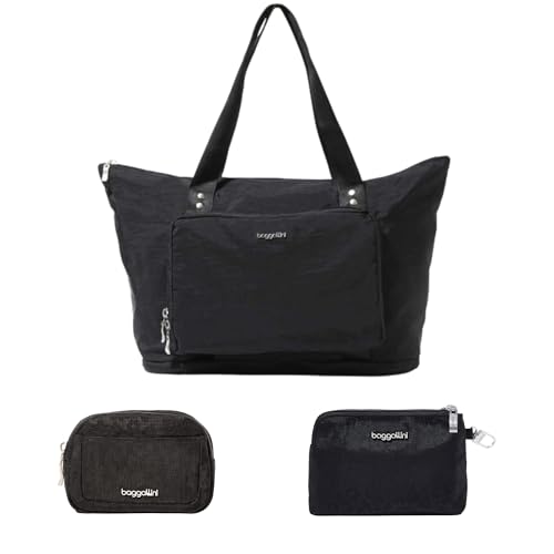 Baggallini Carryall Expandable Packable Tote + Mini Pocket Cosmetic + On the Go Daily RFID Pouch