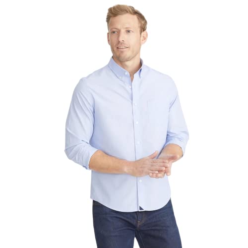 UNTUCKit Wrinkle-Free Long Sleeve Solid Color Button Down Dress Shirt for Men (US Alpha Small Regular Regular Regular Fit Blue Hillside)