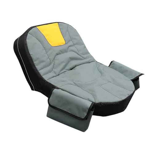 Bothyi Riding Lawn Mower Seat Cover with Pockets Universal Comfortable Lawn Mower Accessory with Reflective Strip Tractor Seat Cover, Gray Yellow