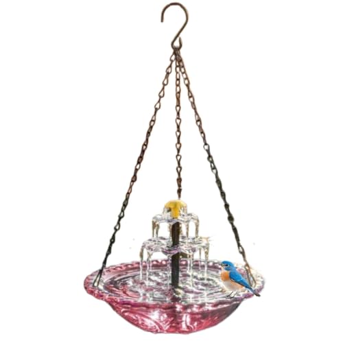 Baño solar para pájaros con fuente integrada para decoración de jardín 2