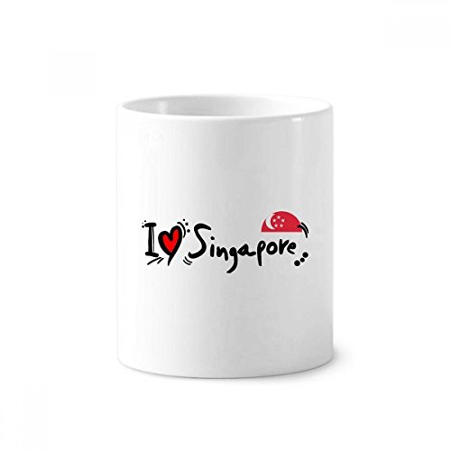 Tasse blanche J'aime Singapour céramique 350ml porte-brosse à dents pot à stylo
