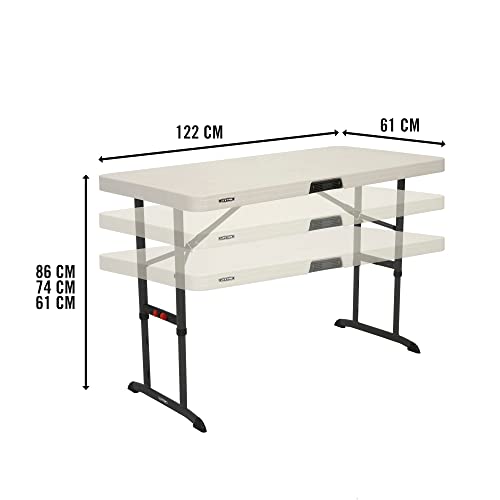 LIFETIME 80522 4 ft (1.22 m) Commercial Adjustable Folding Table, Almond