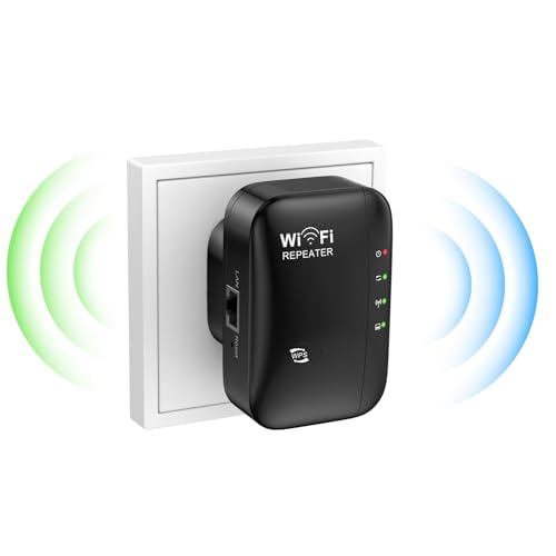 WLAN Verstärker, WLAN Repeater 300 Mbit/s 2.4 GHz, WiFi Verstärker mit Repeater/AP Modus, WiFi Extender Booster mit Ethernet-Anschlus, Internet Ver-stärker bis zu 5000 sq.ft und Allen W-LAN Geräten