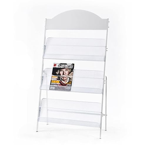NIELONGHCY Brochure Storage Rack, 3-Tier Steel Magazine Holder for Waiting Rooms & Exhibition Spaces