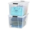 IRIS USA 2-Pack Storage Bins with Lids, 72 Quart, Made in USA Stackable See-Through Organizing Solution Latches Durable Nestable Containers Secure Pull Handle, BPA-Free Plastic