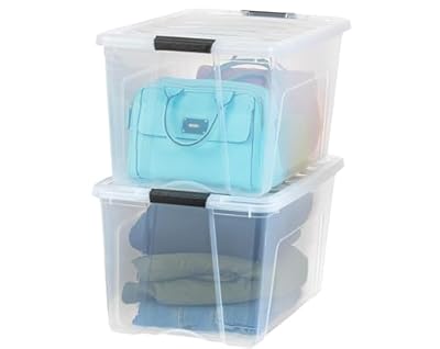 IRIS USA 2-Pack Storage Bins with Lids, 72 Quart, Made in USA Stackable See-Through Organizing Solution Latches Durable Nestable Containers Secure Pull Handle, BPA-Free Plastic