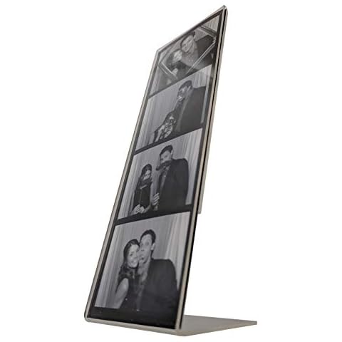 Photo Booth Nook - 10 pack - Acrylic Picture Frame - Slanted Prints & Signs Holder, Clear Angled Tabletop Pic Display Stand - Wide Back Flap, Stable Base - Perfect Wedding Favors - Vertical, 2x6 Cover