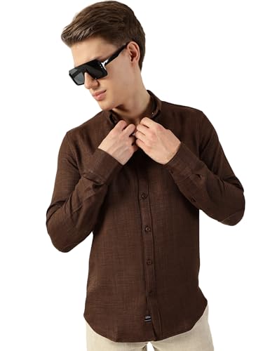 Image of Thomas Scott Men's | Solid | Full Sleeve | Regular Fit | Polyester | Button Down Collar | Casual Shirt