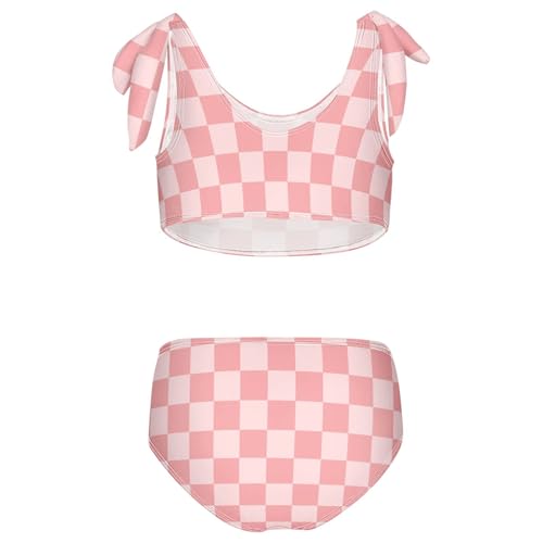 Girls Tankini Swimsuit Bathing Suit Two Piece Bikini Summer Beach Swimwear with Adjustable Strap 3-12 Years Solid Color2