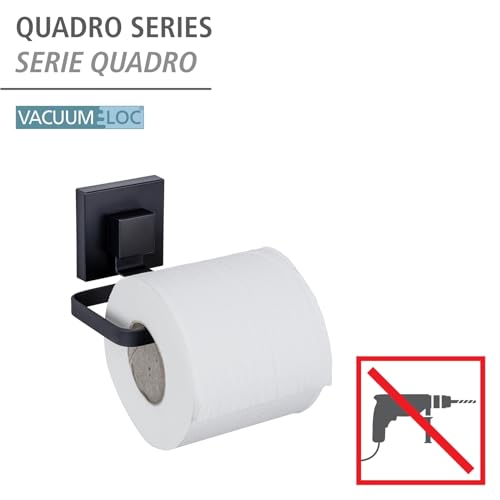 Vacuum-Loc® Quadro Toilet Roll Holder, Stainless Steel Wall Mount for Storing Toilet Rolls Fixed Without Drilling, Black - Image 2