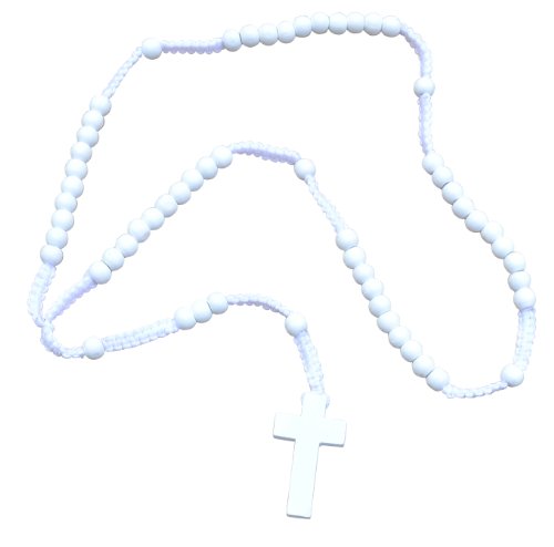 Preisvergleich Produktbild DonDon Holz Rosenkranz mit weißen Perlen
